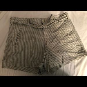 Striped high rise shorts